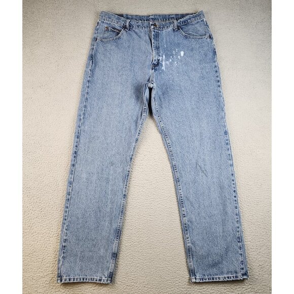 Wrangler Other - Wrangler Jeans Mens 38x34 Blue Denim Slim Straight Leg Rodeo Ranch Hand Workwear
